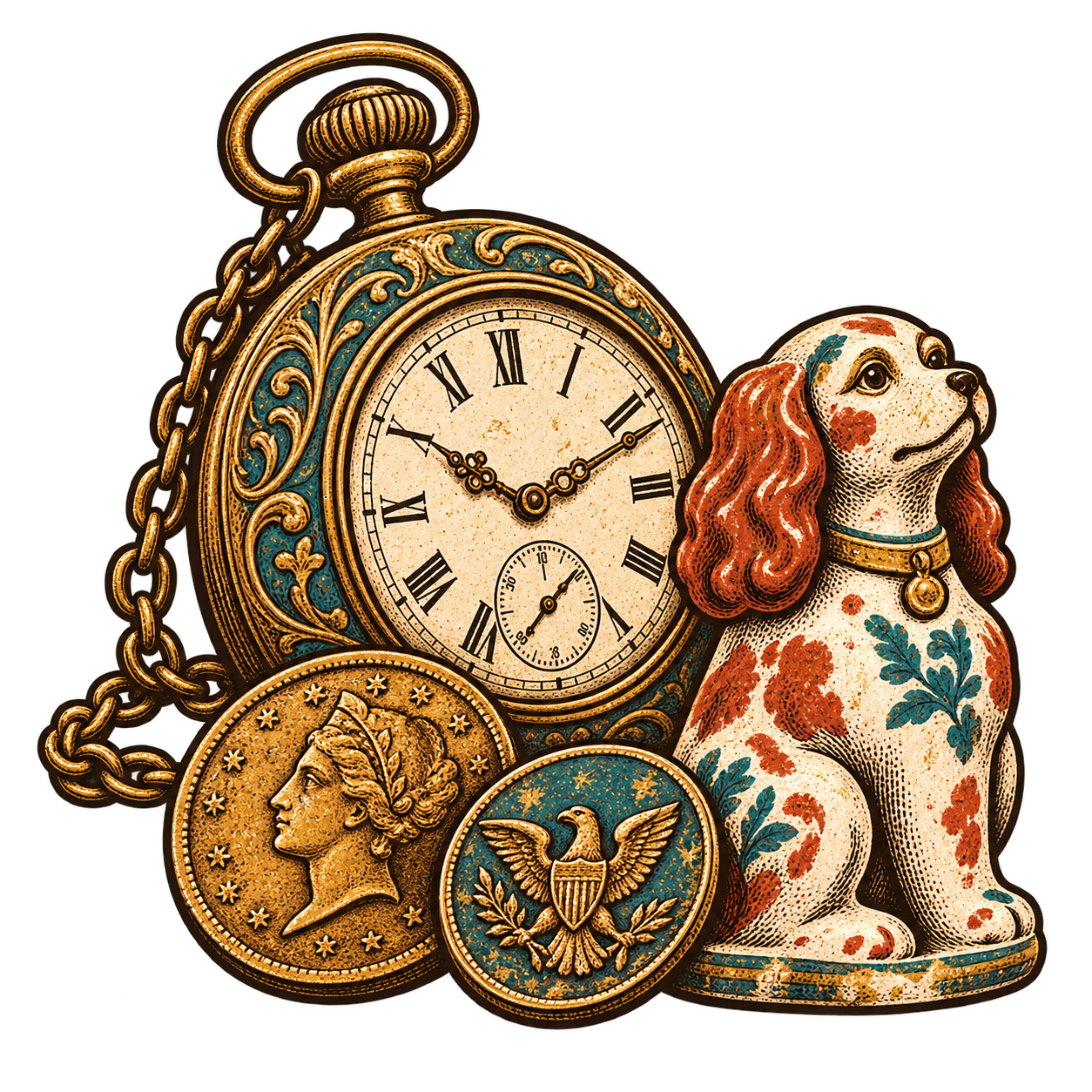 Rustic illustrated collectibles category